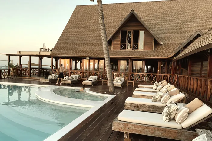 The resort pool and sun loungers