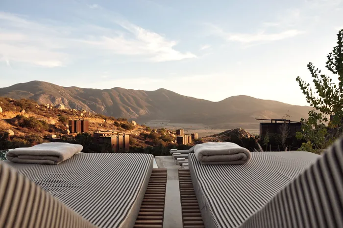 A guest terrace overlooking the coast